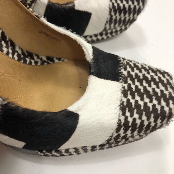 LAMB Houndstooth Pony Hair Stiletto Heels Size 8.5 - Picture 3 of 5
